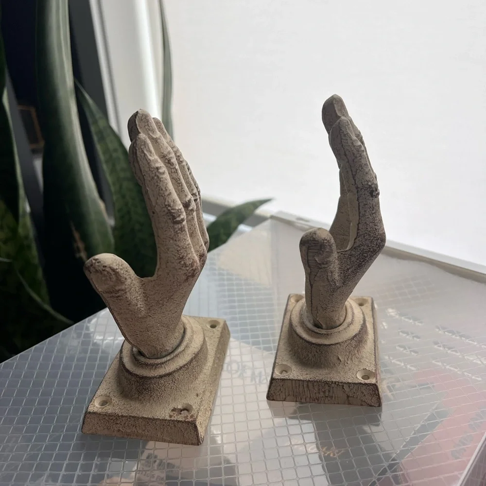 Decorative Distressed Cast Iron Hand Wall Hang / Bookends - Picture 2 of 6
